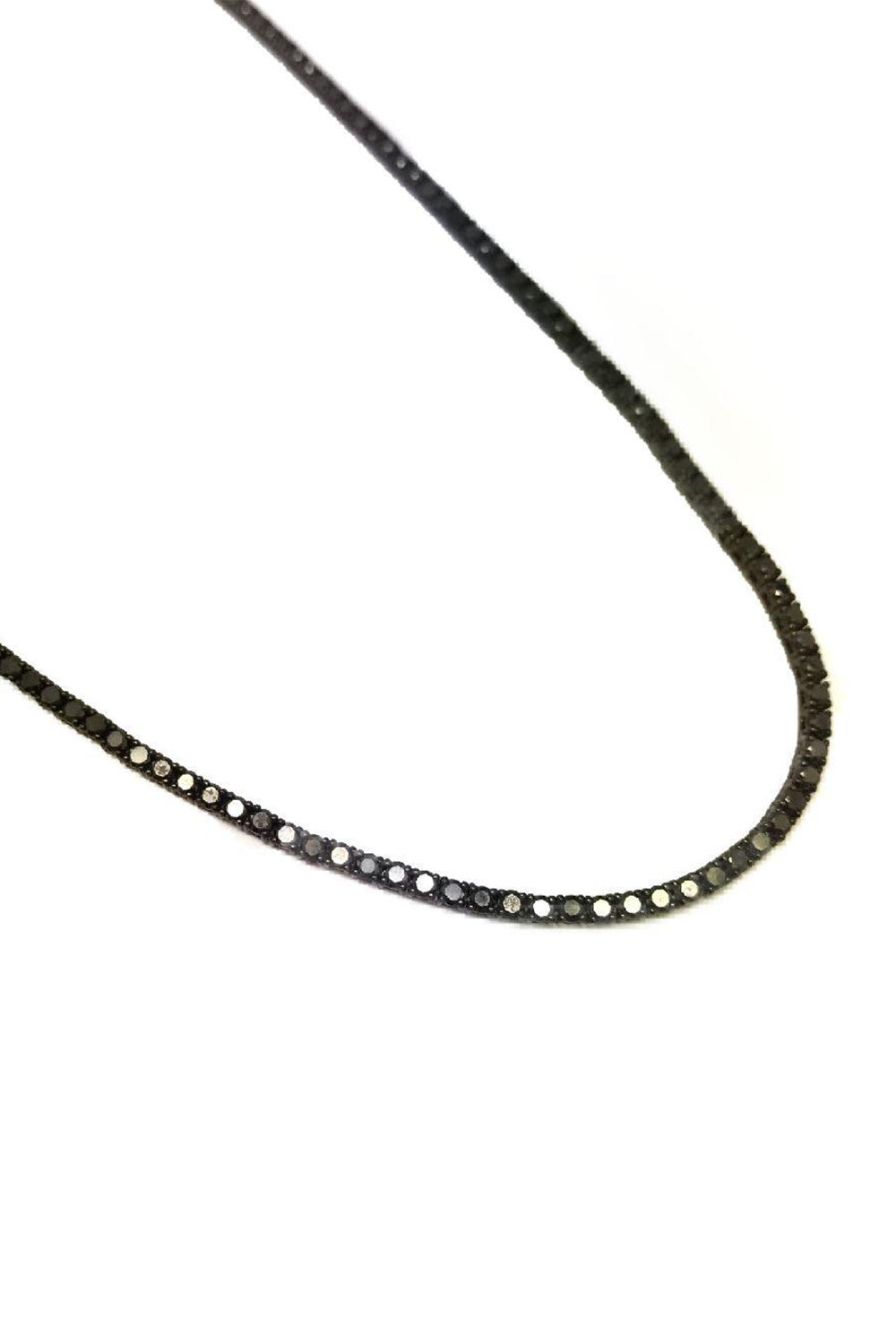 Black Diamond Tennis Necklace-WHITE GOLD-15-JEWELRYFINE JEWELNECKLACE O-STEFERE