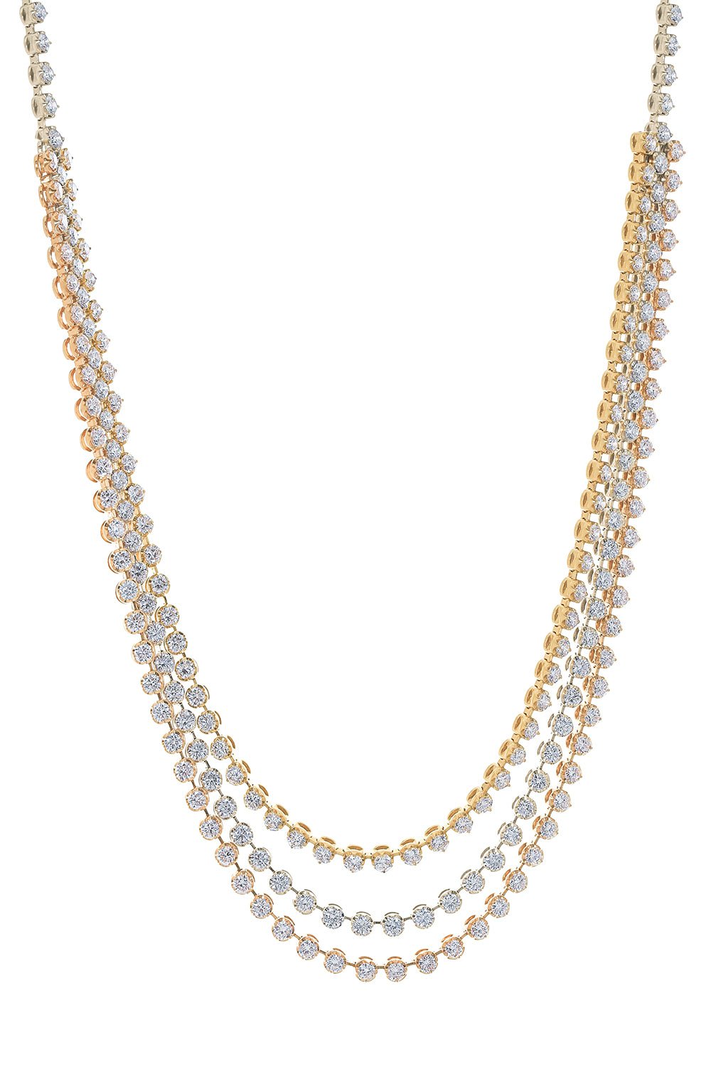 STEFERE-Three Row Diamond Multi Necklace-WHITE GOLD