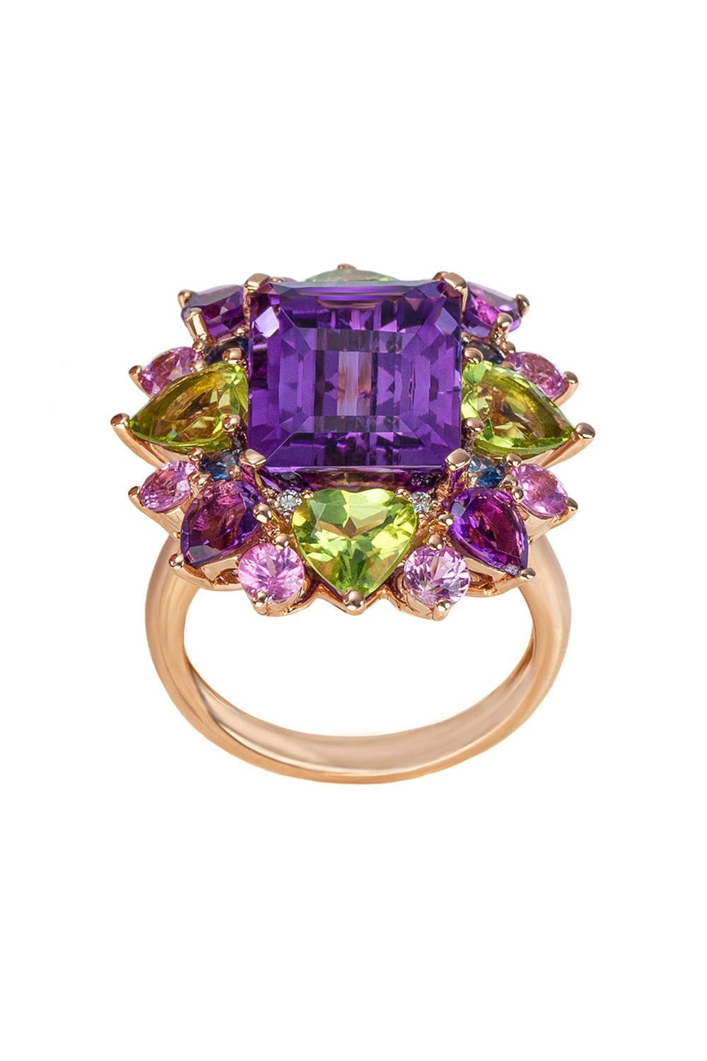 STEFERE-Multi Sapphire Amethyst Ring-ROSE GOLD