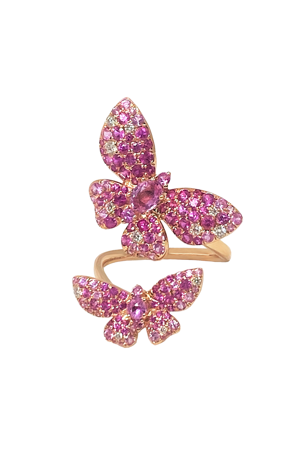 STEFERE-Diamond Pink Sapphire Duo Butterfly Ring-ROSE GOLD