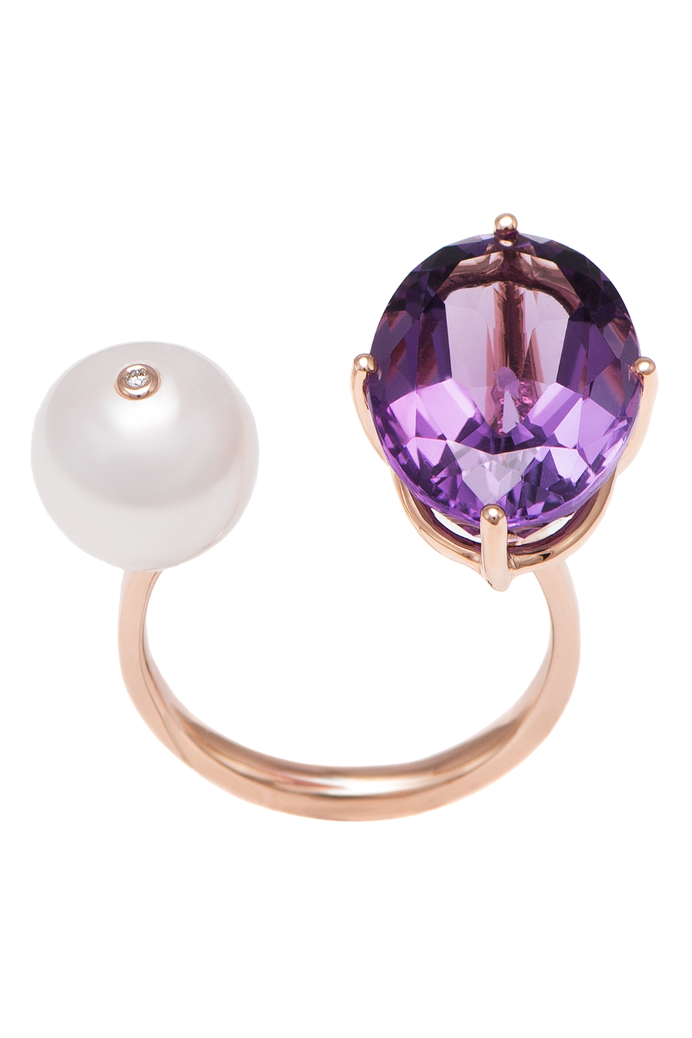 Pearl Amethyst Terri Ring-ROSE GOLD-7-JEWELRYFINE JEWELRING-STEFERE