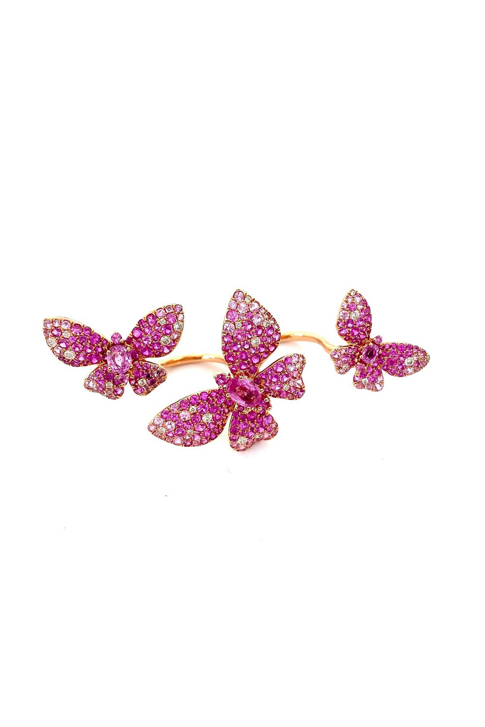 STEFERE-Diamond Pink Sapphire Trio Butterfly Ring-ROSE GOLD