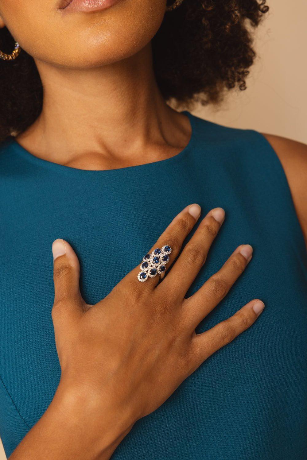 STEFERE-Diamond Blue Sapphire Ring-WHITE GOLD