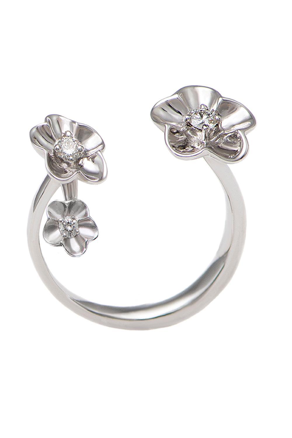 Diamond Bloom Brushed Ring-WHITE GOLD-7-JEWELRYFINE JEWELRING-STEFERE