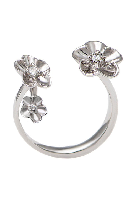 Diamond Bloom Brushed Ring-WHITE GOLD-7-JEWELRYFINE JEWELRING-STEFERE
