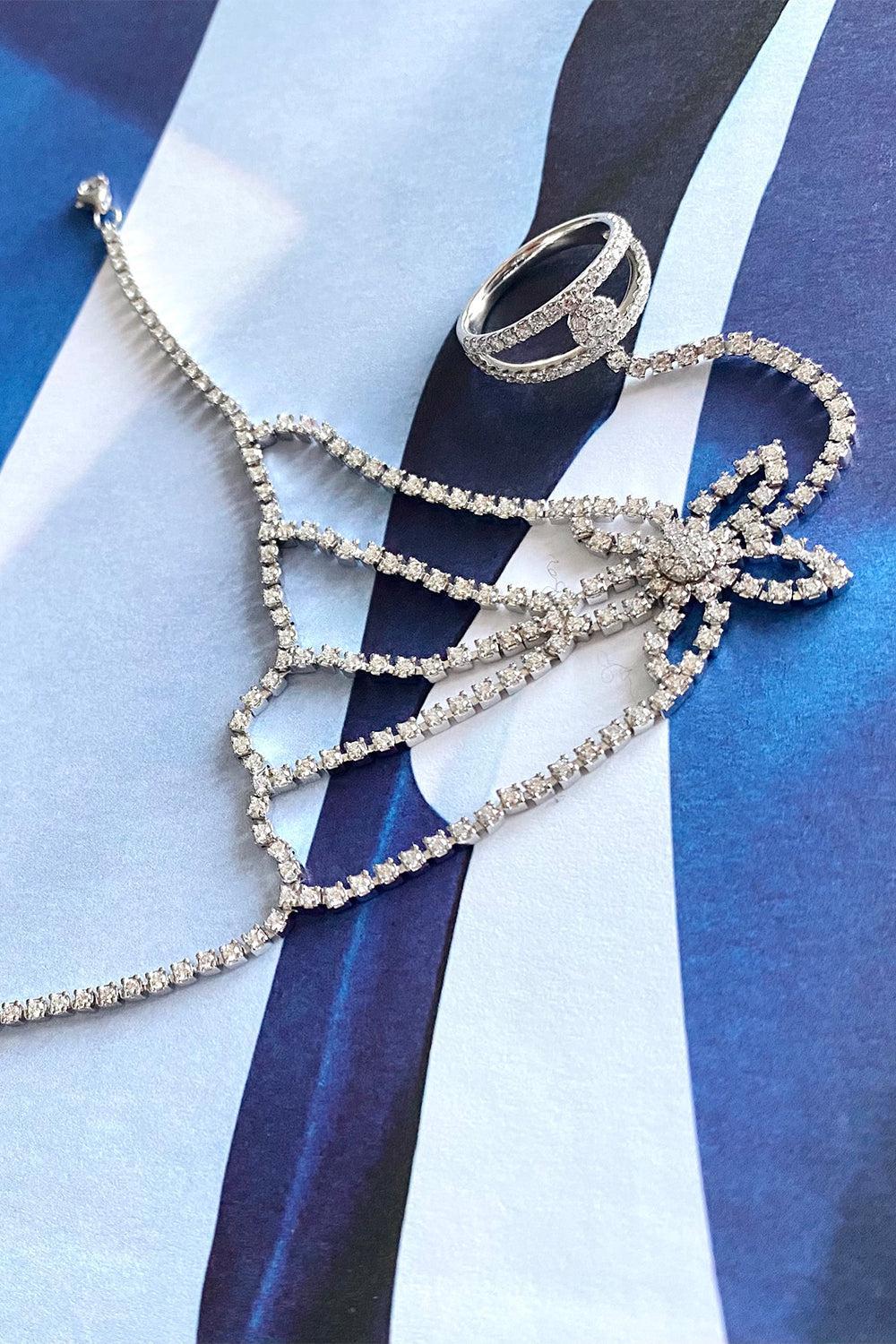 Diamond Floral Hand Chain-WHITE GOLD-7-JEWELRYFINE JEWELRING-STEFERE