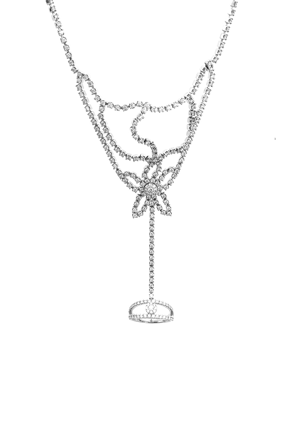 Diamond Floral Hand Chain-WHITE GOLD-7-JEWELRYFINE JEWELRING-STEFERE