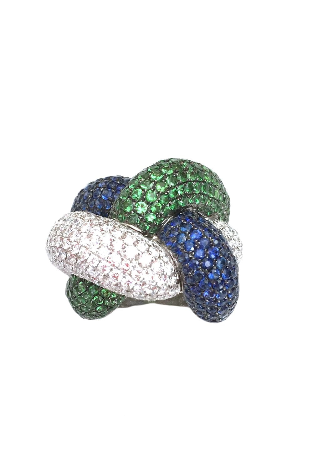 STEFERE-Diamond Sapphire Knot Ring-WHITE GOLD