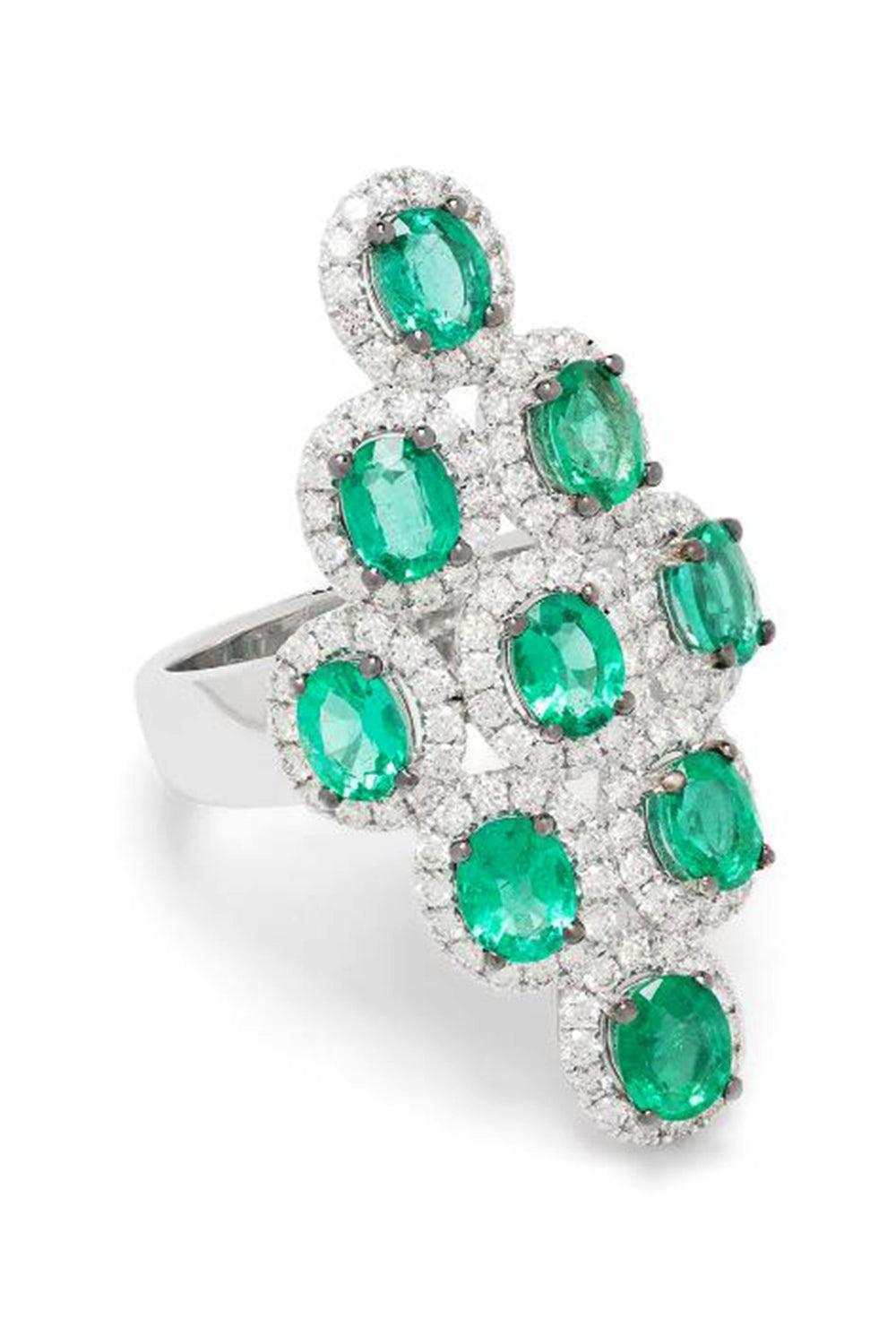 Emerald Diamond Ring-WHITE GOLD-7-JEWELRYFINE JEWELRING-STEFERE