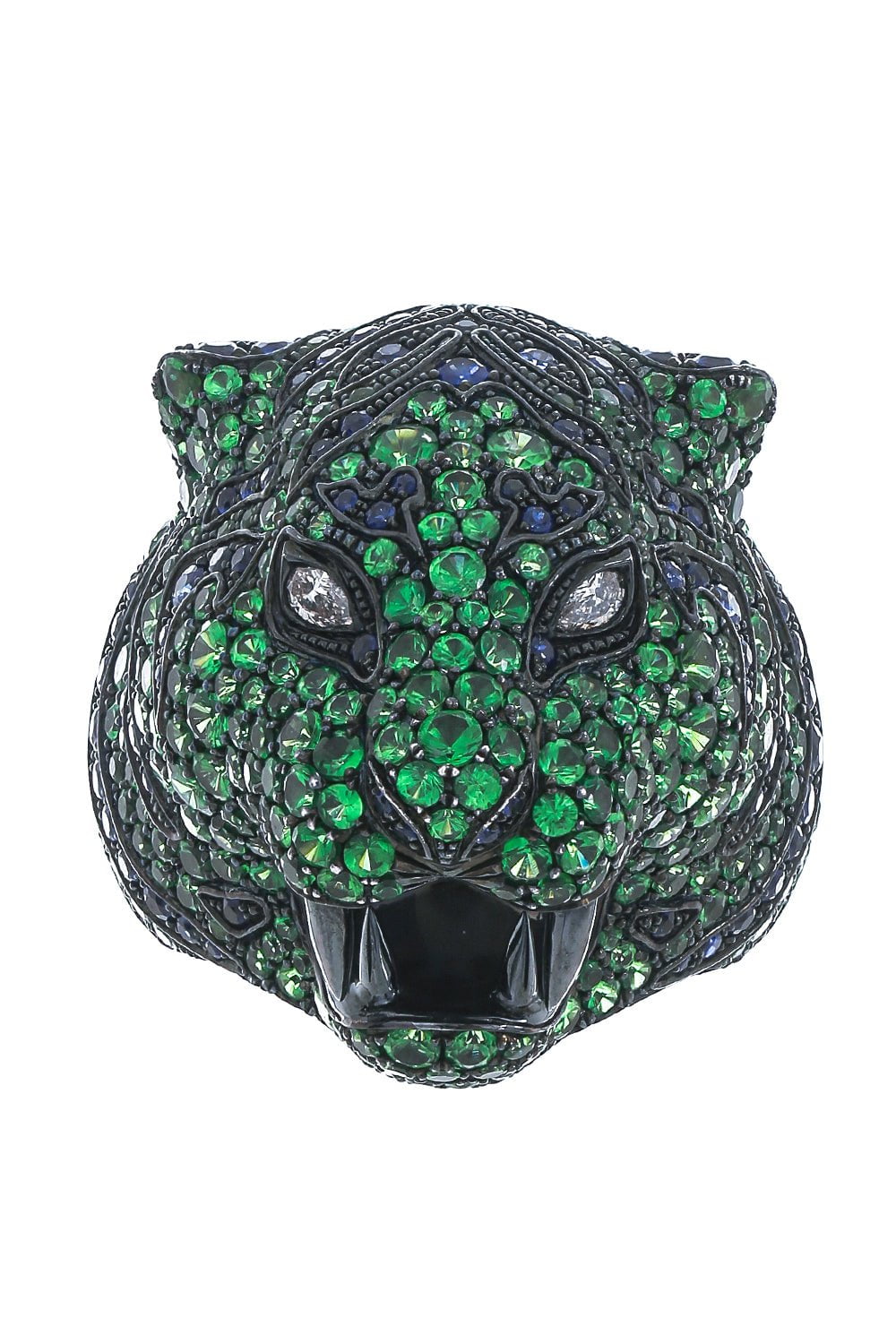 STEFERE-Sapphire Tsavorite Tiger Ring-WHITE GOLD