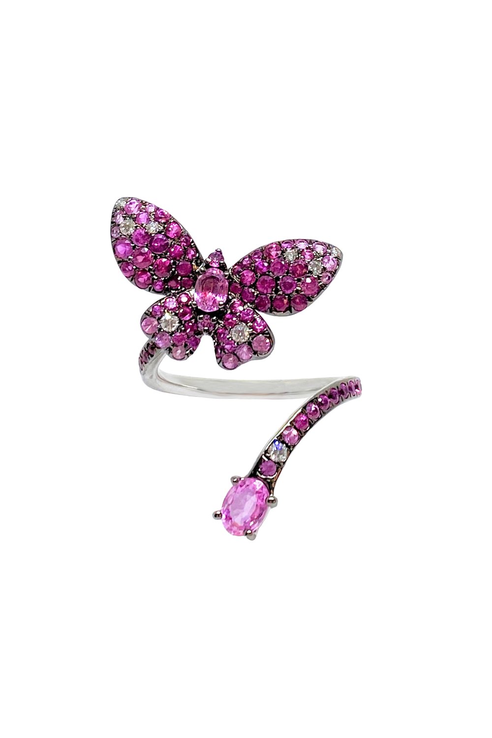 Diamond Pink Sapphire Solo Butterfly Ring