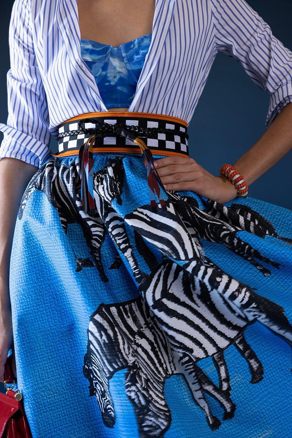 STELLA JEAN-Checkered Braided Belt-ARA/NERO