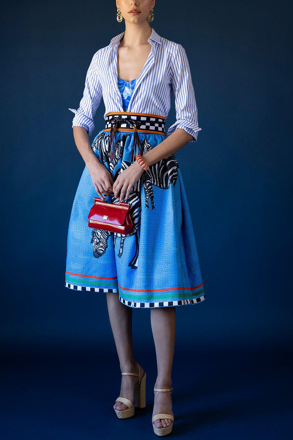 STELLA JEAN-Checkered Braided Belt-ARA/NERO
