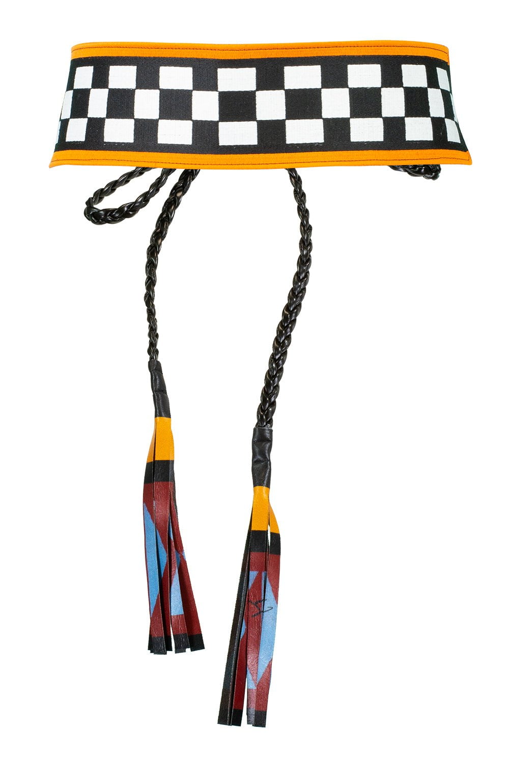 STELLA JEAN-Checkered Braided Belt-ARA/NERO