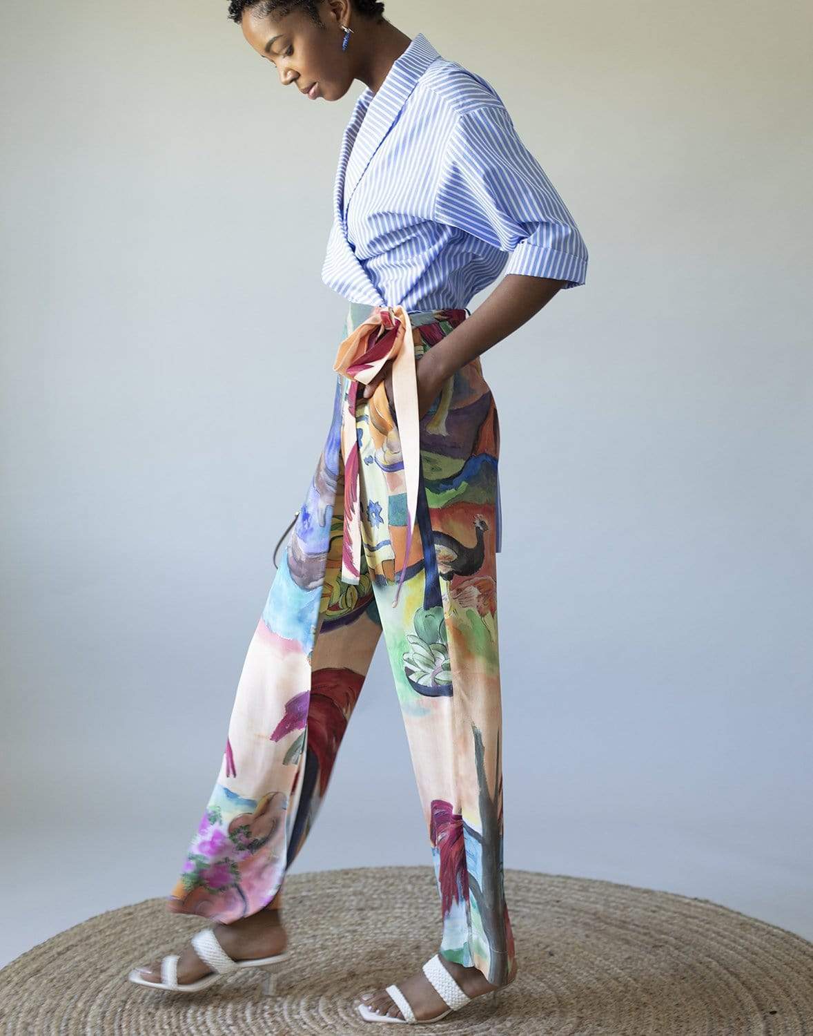 STELLA JEAN-Tie Waist Wrap Top-