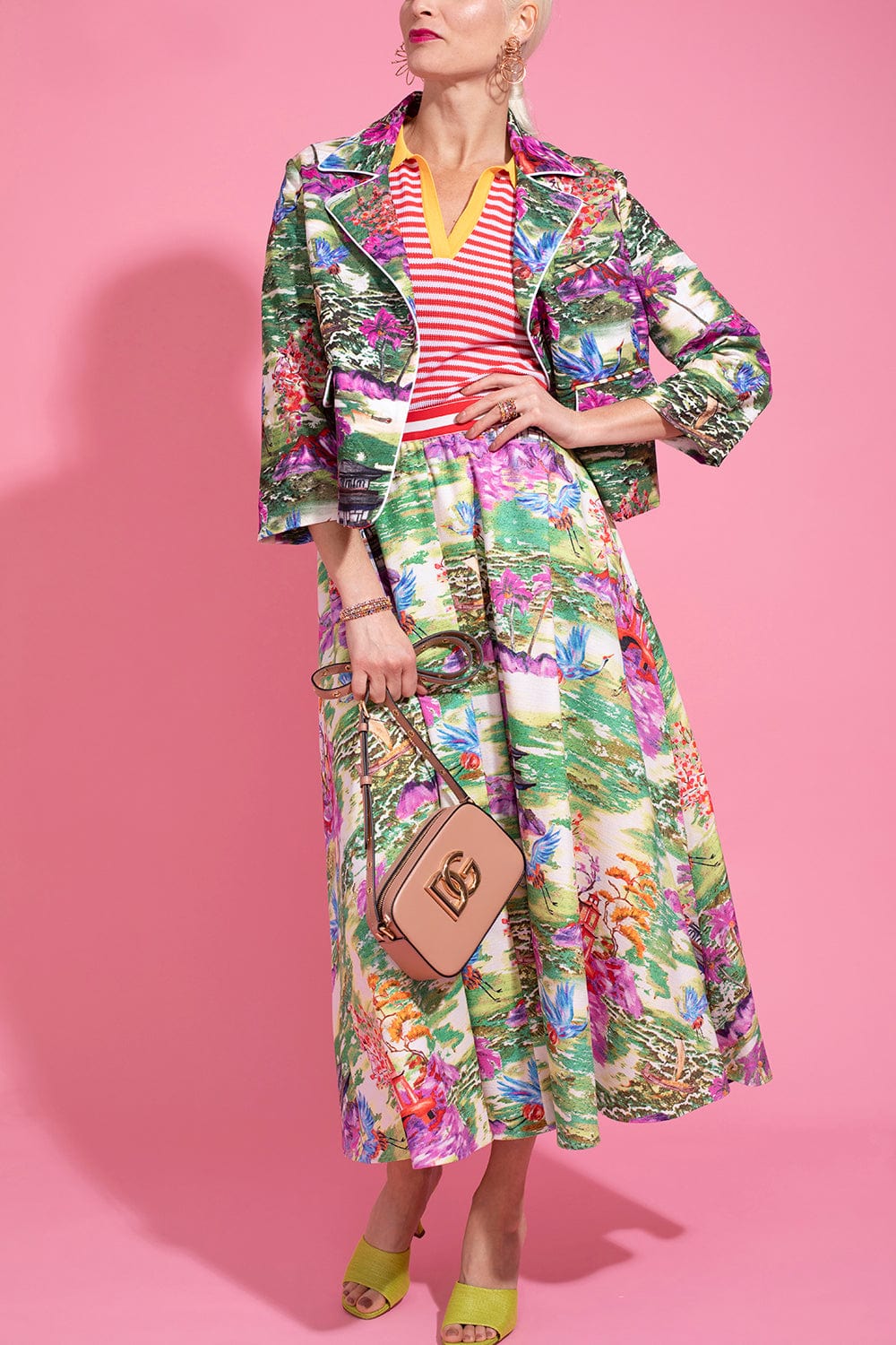 STELLA JEAN-Printed Midi Skirt-