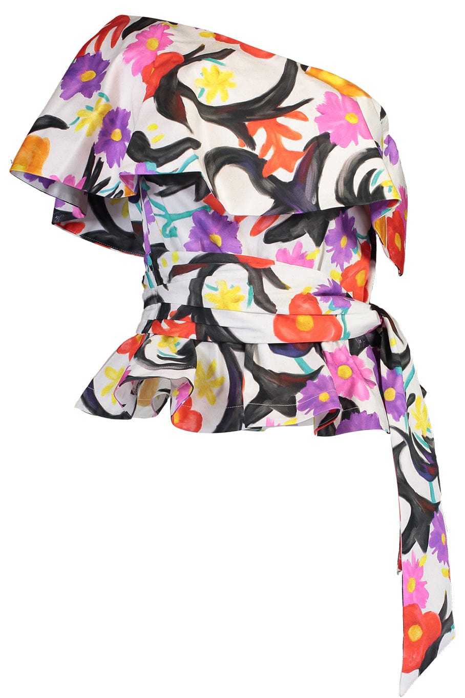 STELLA JEAN-Ruffle Peplum Top-