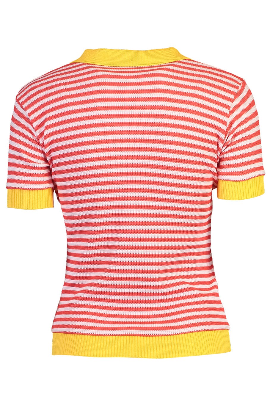 STELLA JEAN-Short Sleeve Stripe Ribbed Polo-