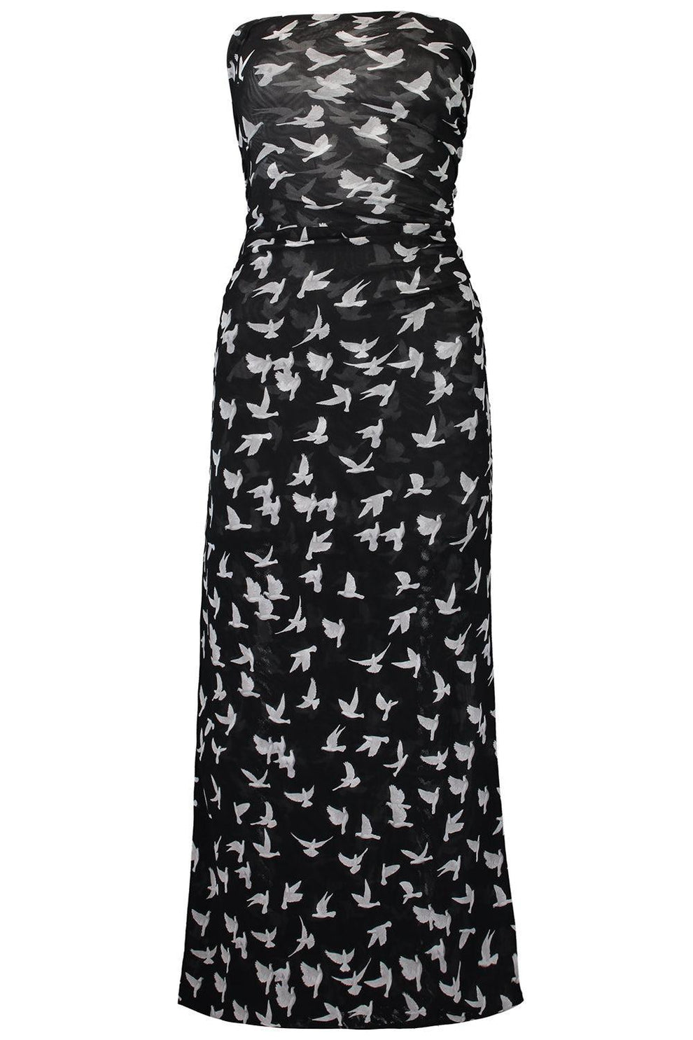 Dove Print Strapless Dress