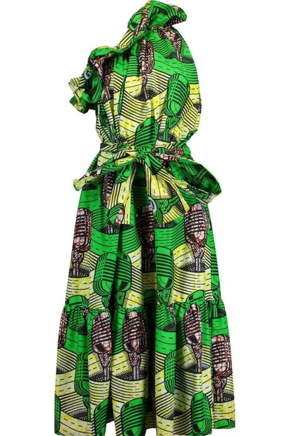 STELLA MCCARTNEY-Mic Print One Shoulder Dress-GREEN