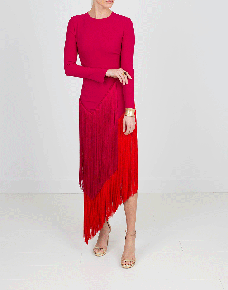 STELLA MCCARTNEY-Camille Dress With Fringe-HOTPINK