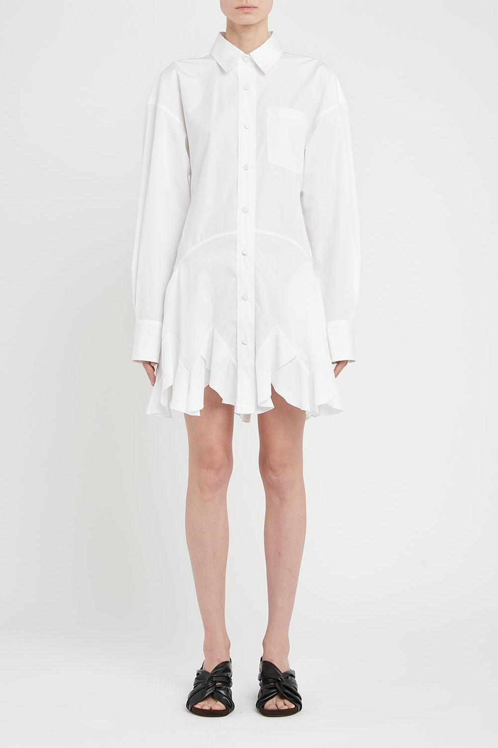 Ruffled Shirt Dress