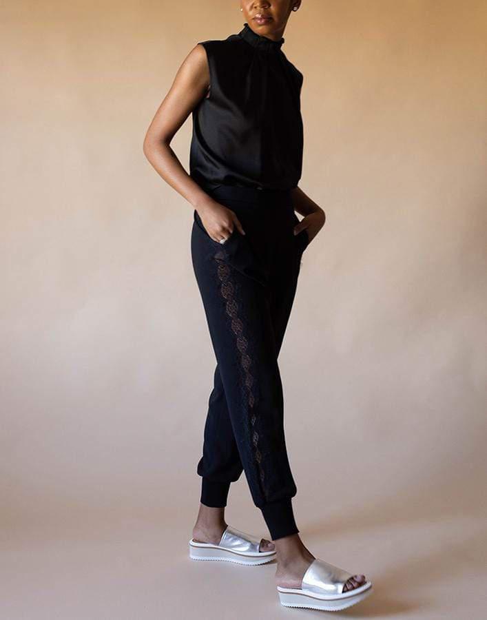 STELLA MCCARTNEY-Stretch Cady Julia Lace Trouser-