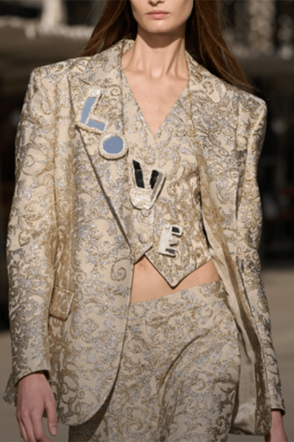 STELLA MCCARTNEY-Brocade Wide Leg Pants-