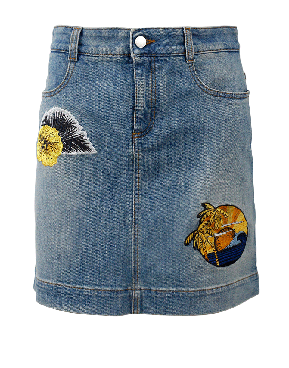STELLA MCCARTNEY-Patchwork Denim Skirt-