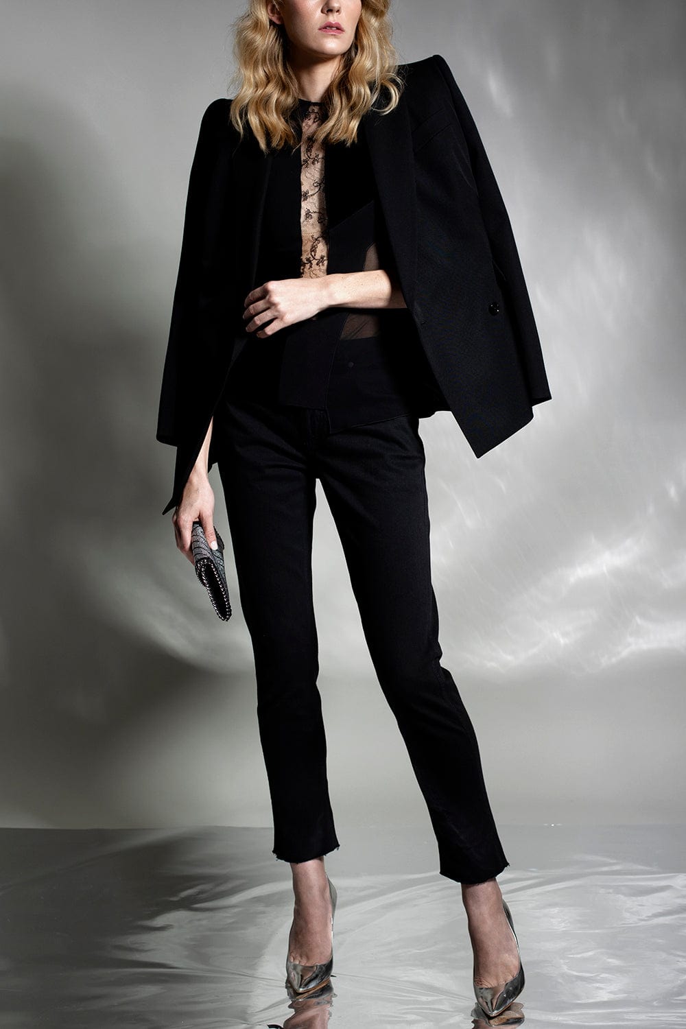 STELLA MCCARTNEY-Lace & Velvet Patchwork Top-