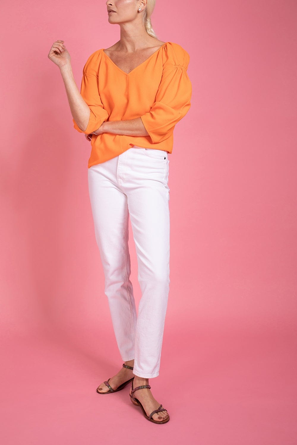 STELLA MCCARTNEY-V Neck Blouse - Orange-