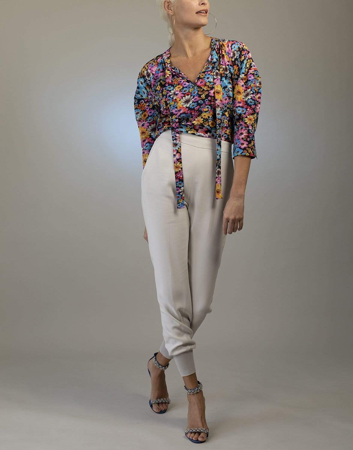 STELLA MCCARTNEY-Multicolor Pink Floral Sophia Silk Top-