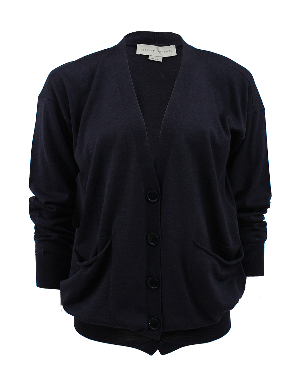 STELLA MCCARTNEY-Long Sleeve V-Neck Front Pocket Cardigan-