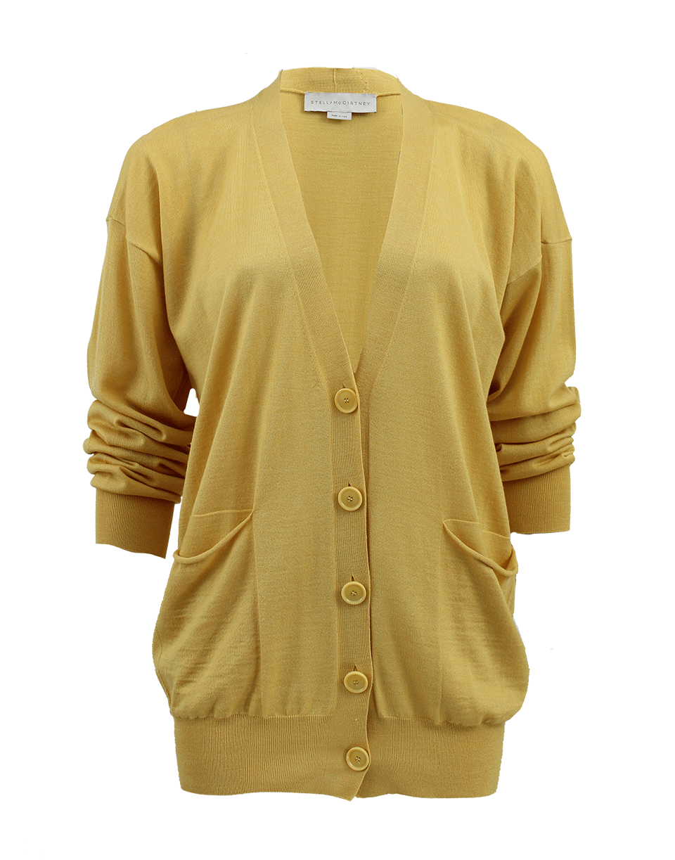 STELLA MCCARTNEY-Long Sleeve V-Neck Front Pocket Cardigan-