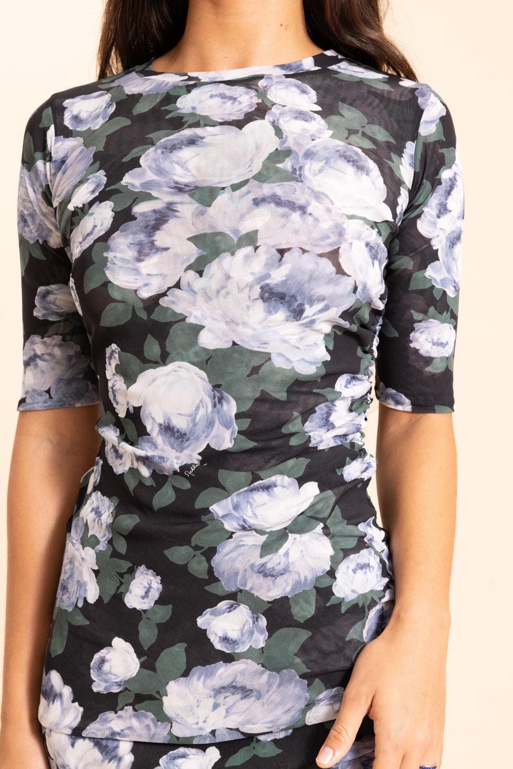Three Quarter Sleeve Floral Top-MULTI-XS-CLOTHINGTOPKNITS-STELLA MCCARTNEY