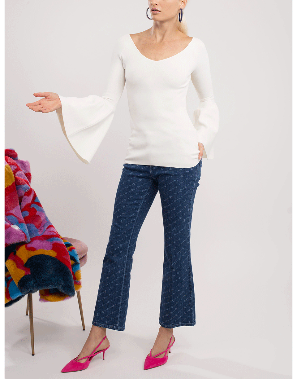 STELLA MCCARTNEY-Long Sleeve Wide V-Neck Top-