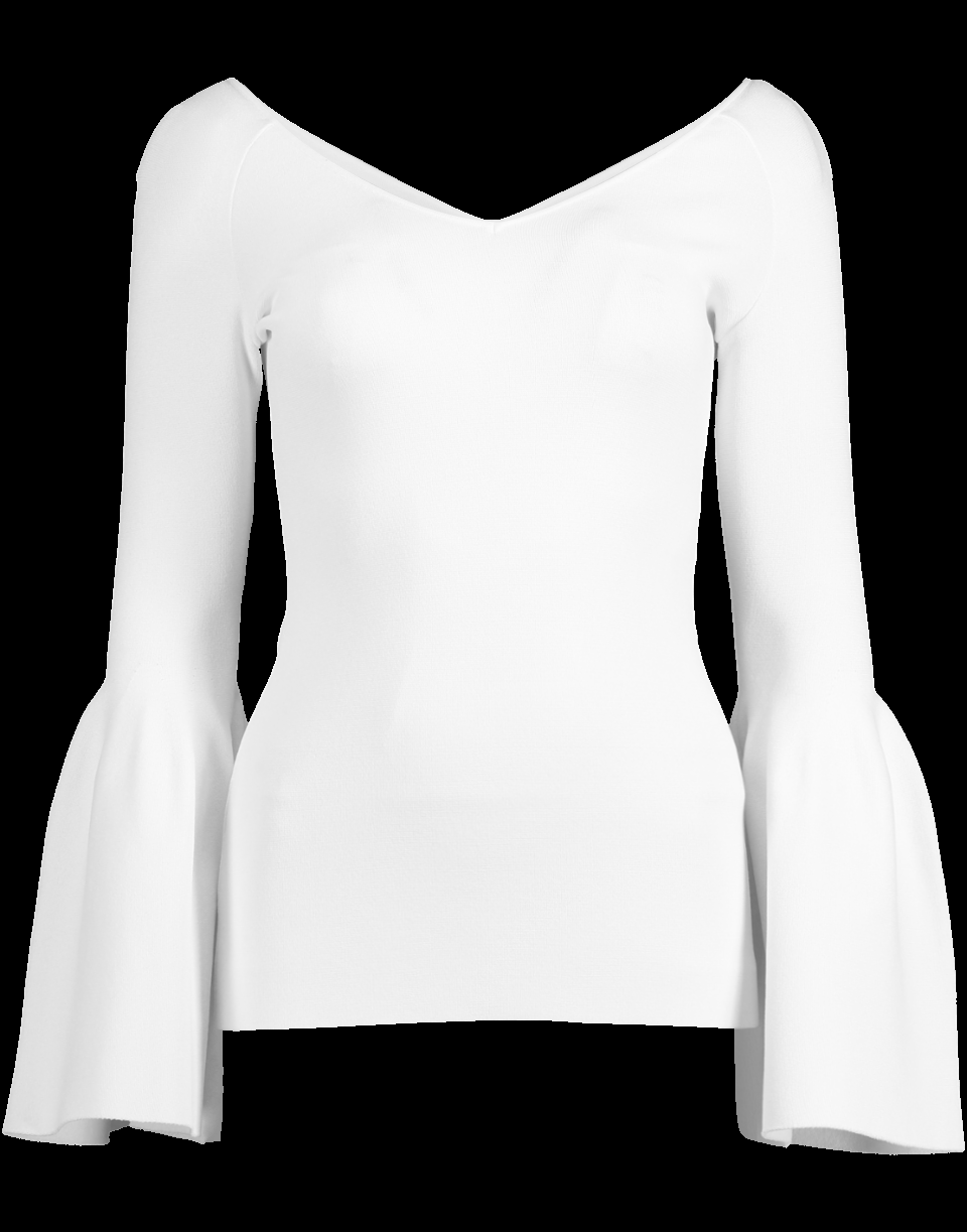 STELLA MCCARTNEY-Long Sleeve Wide V-Neck Top-