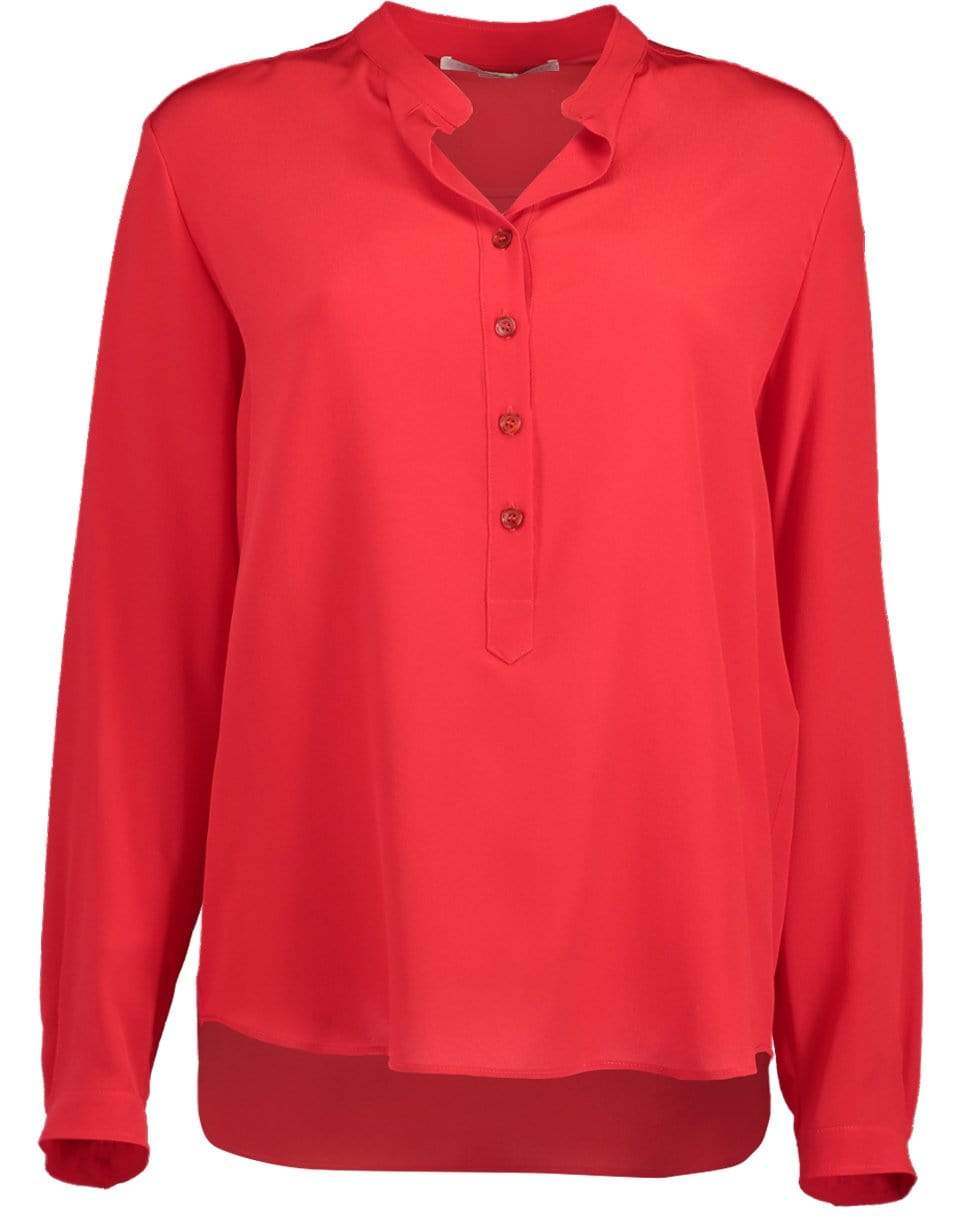 STELLA MCCARTNEY-Powder Red Silk Crepe de Chine Eva Shirt-