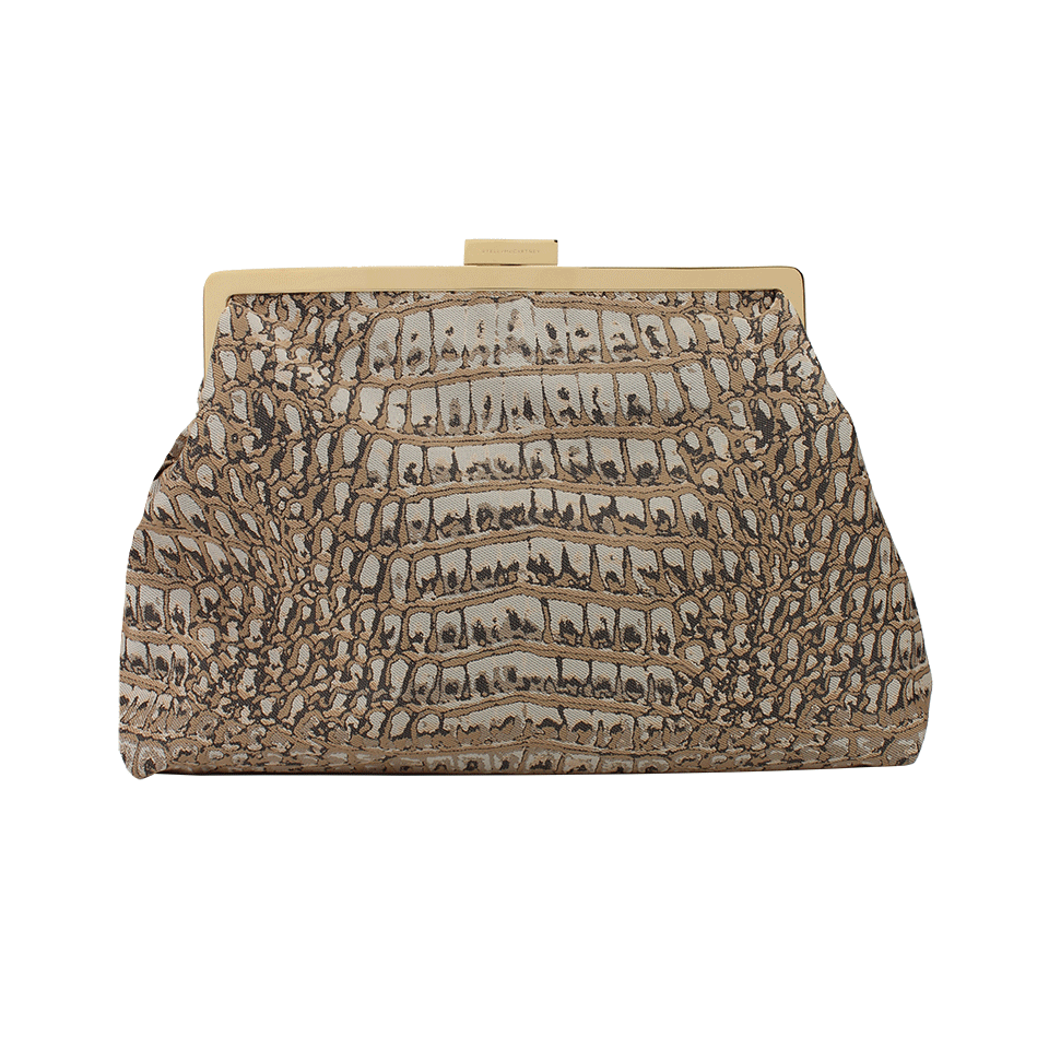 STELLA MCCARTNEY-Oversized Croc Jacquard Clutch-NATURAL
