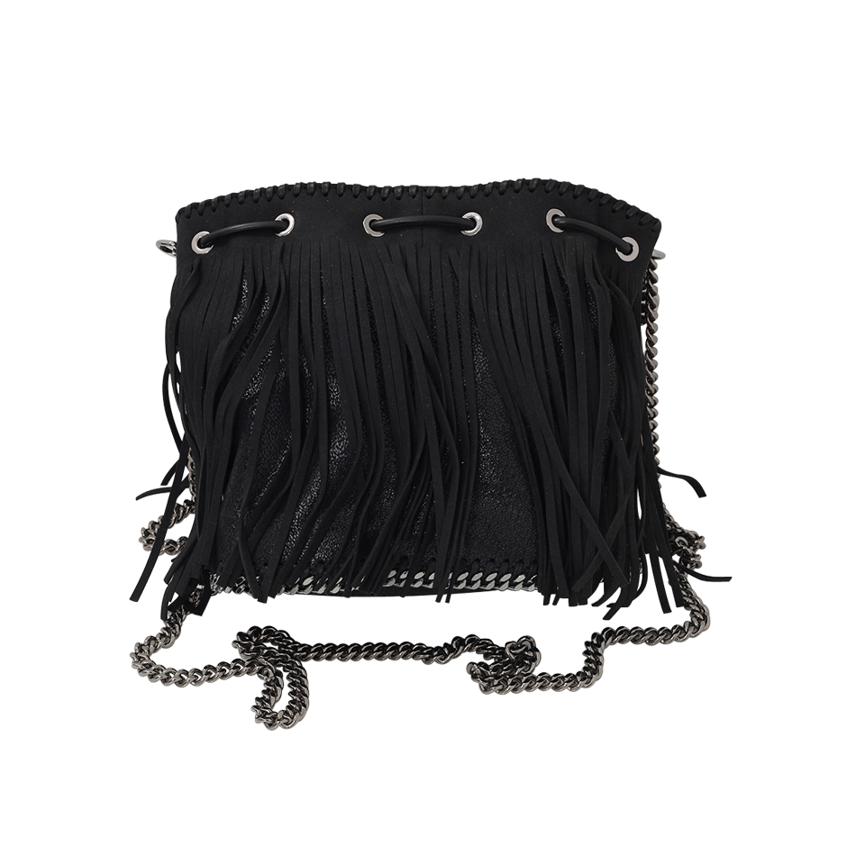 STELLA MCCARTNEY-Falabella Fringe Beaded Bucket Bag-BLACK