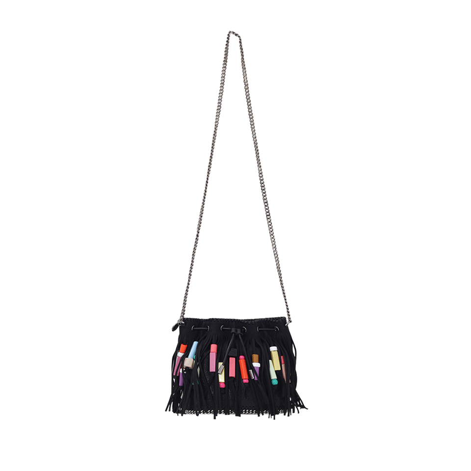 STELLA MCCARTNEY-Falabella Fringe Beaded Bucket Bag-BLACK