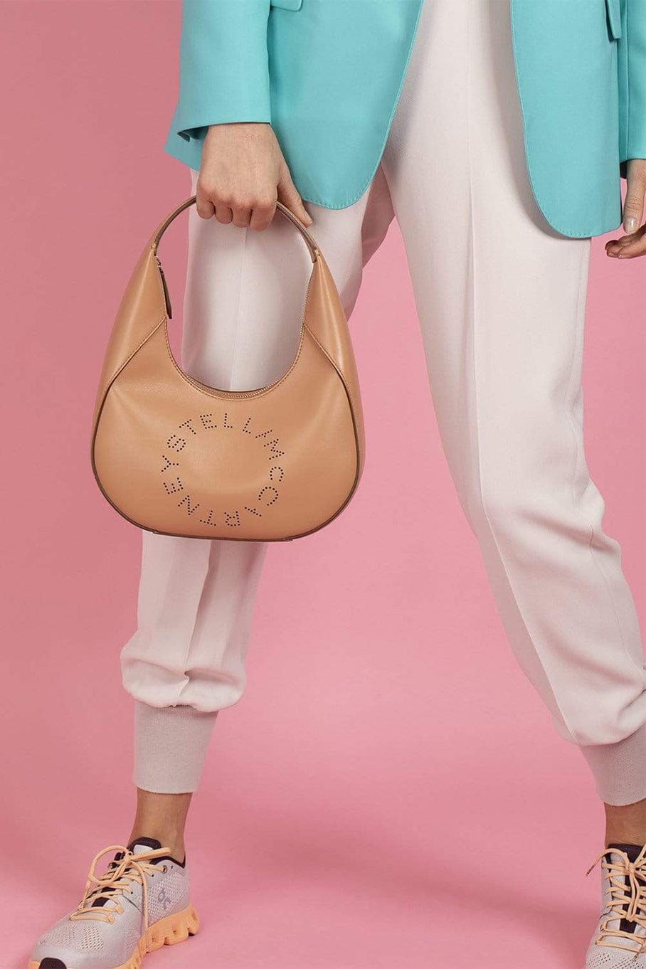 STELLA MCCARTNEY-Small Shoulder Logo Bag - Camel-CAMEL