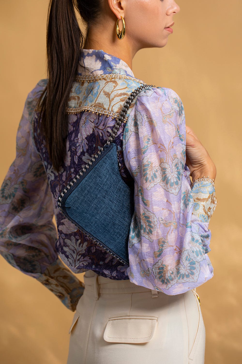 STELLA MCCARTNEY-Mini Zip Shoulder Bag-DENIM
