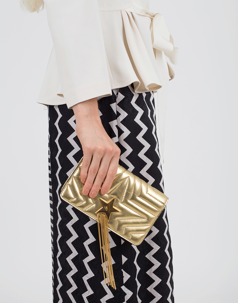 STELLA MCCARTNEY-Stella Star Flap Shoulder Bag-GOLD