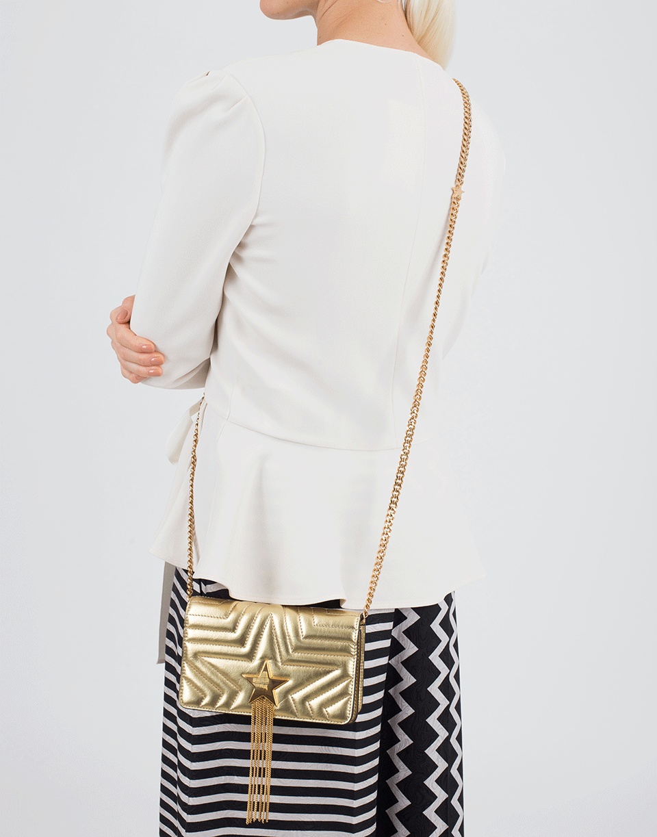 STELLA MCCARTNEY-Stella Star Flap Shoulder Bag-GOLD