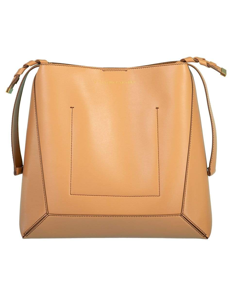 STELLA MCCARTNEY-Camel Medium Eco Braided-Strap Hobo Bag-CAMEL