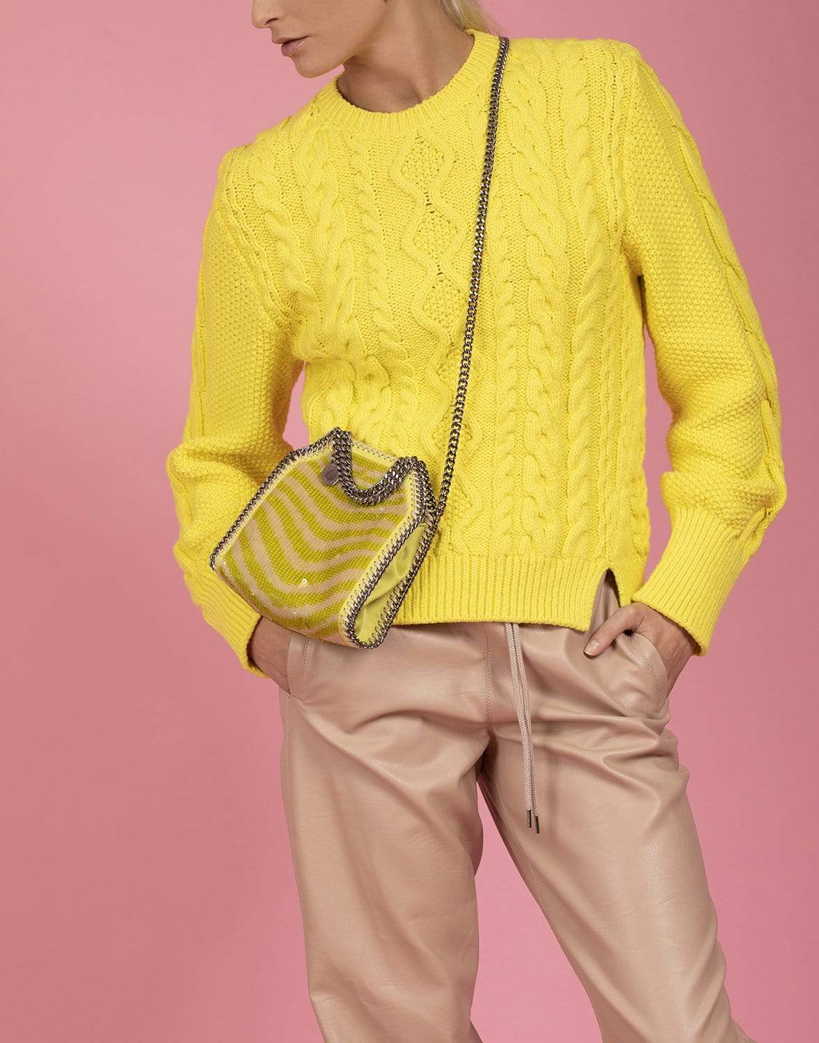 STELLA MCCARTNEY-Tiny Falabella Sequins Bag - Yellow-YELLOW