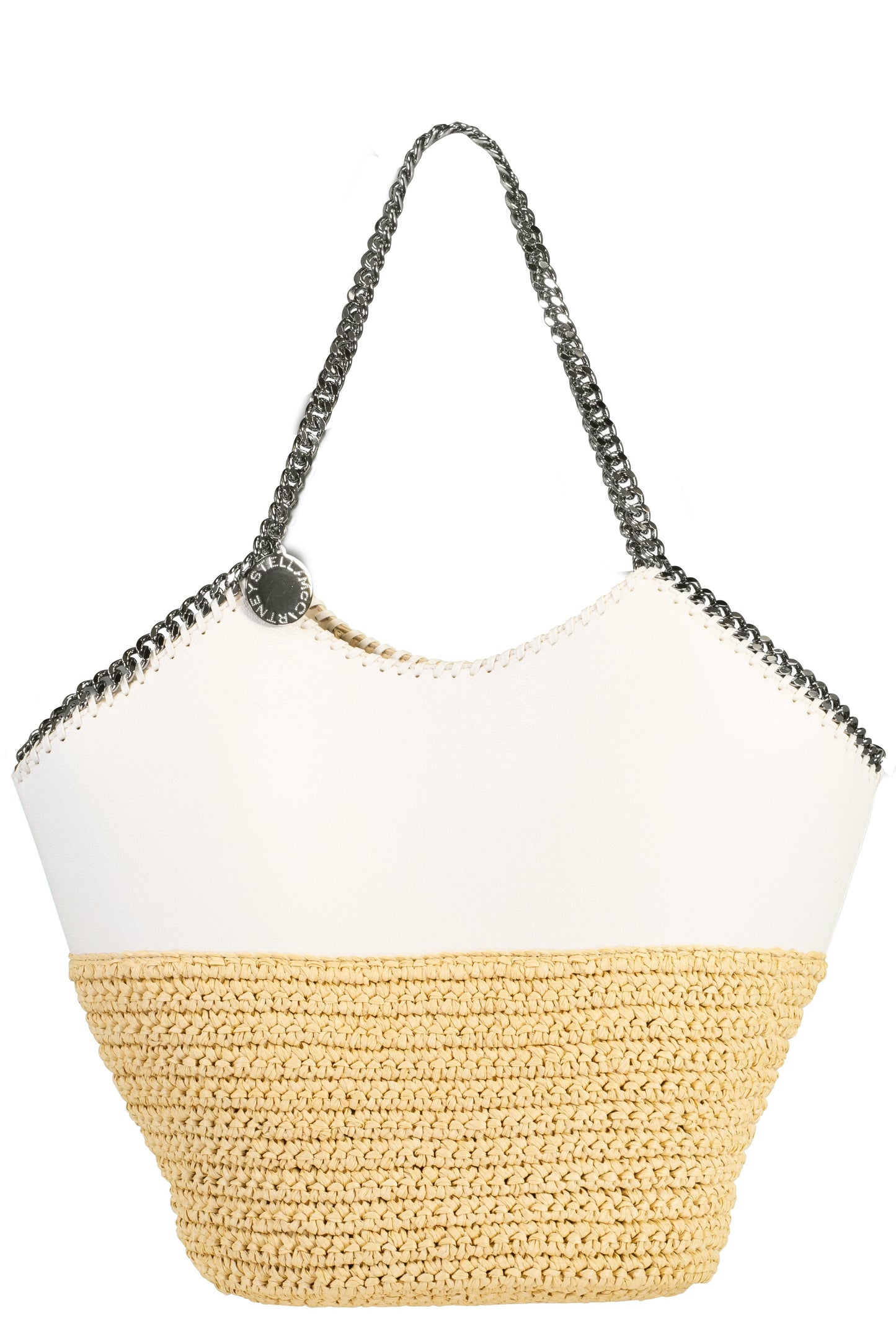 STELLA MCCARTNEY-Large Tote With Half Raffia - Chalk-CHALK
