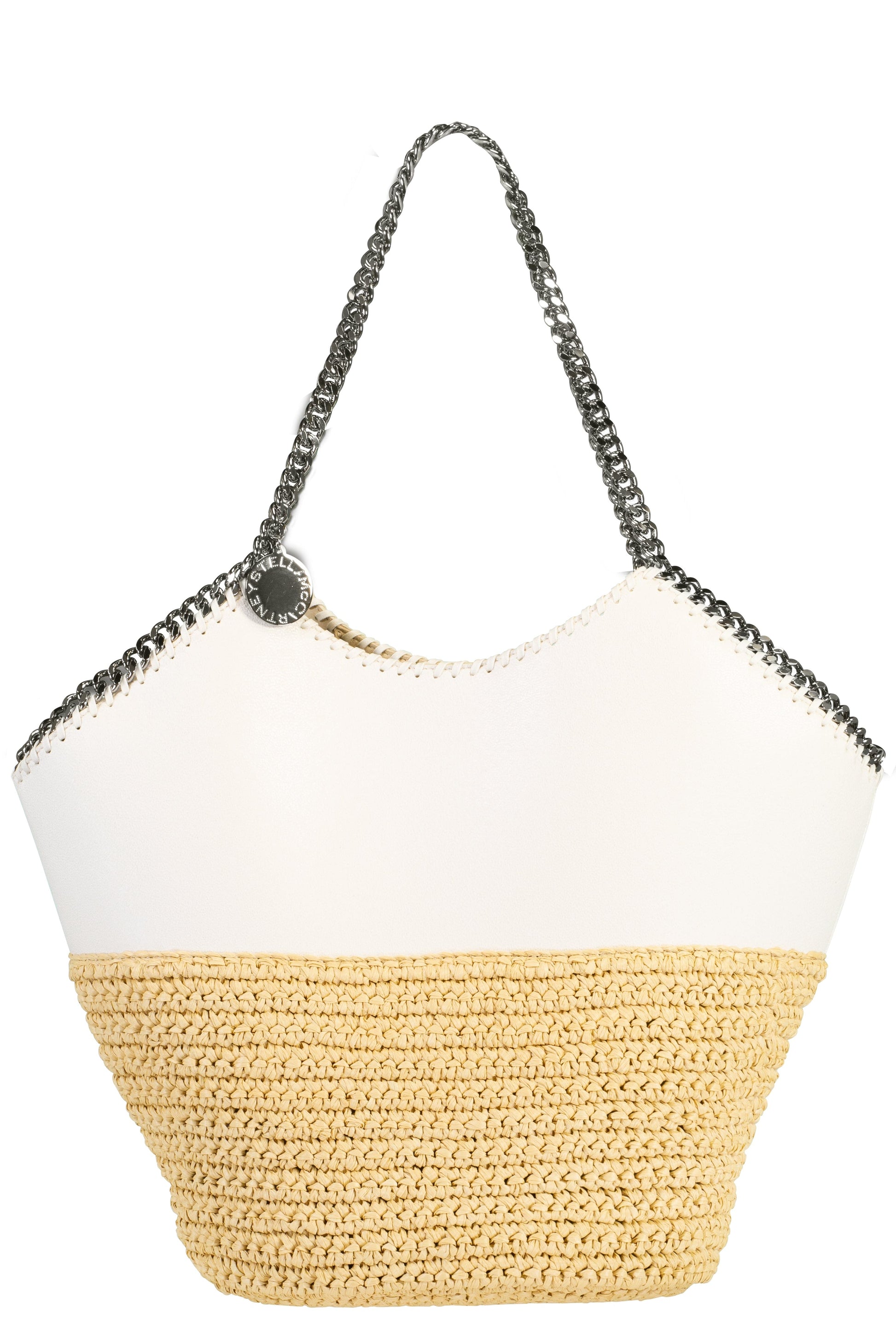 STELLA MCCARTNEY-Large Tote With Half Raffia - Chalk-CHALK