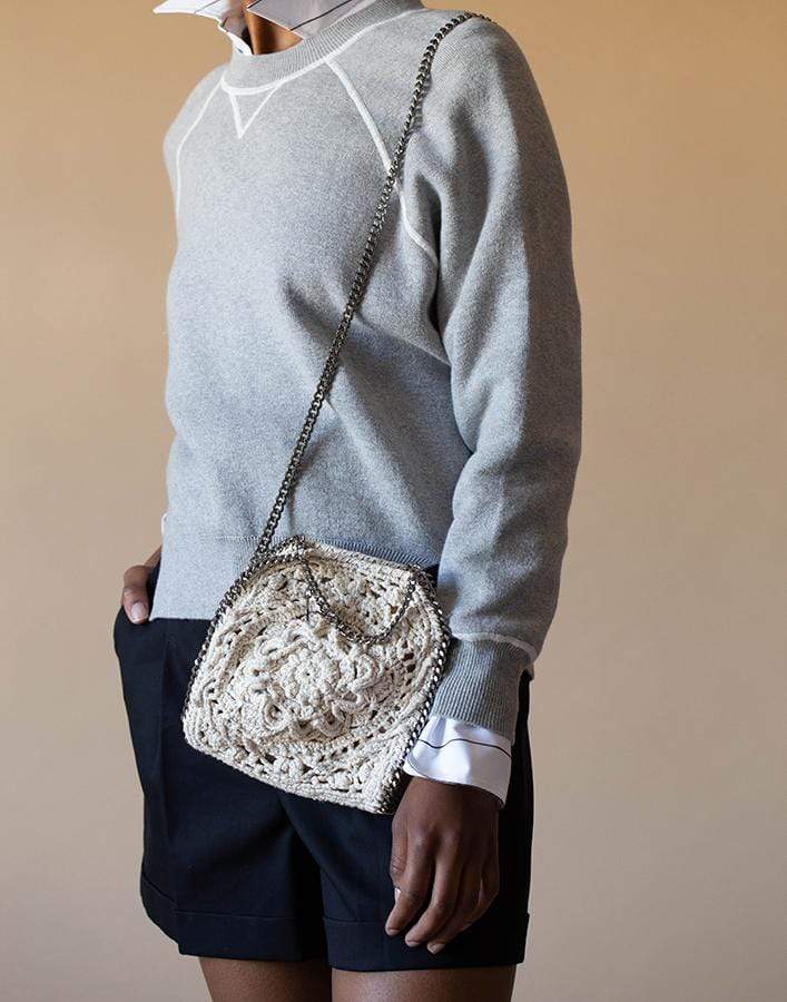 STELLA MCCARTNEY-Floral Crochet Falabella Tote-IVORY